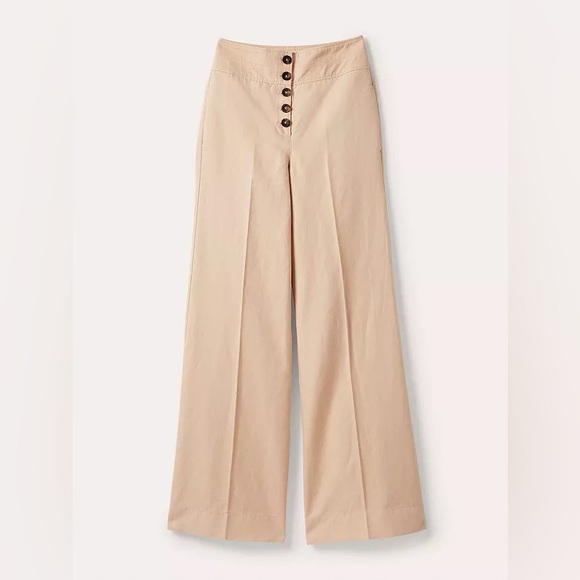 Boden Pants - Boden High Waist Linen Blend Flared Trousers in Frappe